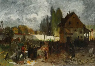 Перед кладбищем, эскиз by Максимилиан Гиеримский, 1870 — digital art print download
