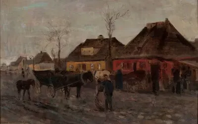Весна в маленьком городке, эскиз by Максимилиан Гиеримский, 1867 - 1868 — digital art print download