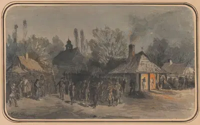 Выход повстанцев из деревни в 1863 году by Максимилиан Гиеримский, 1867 - 1868 — digital art print download