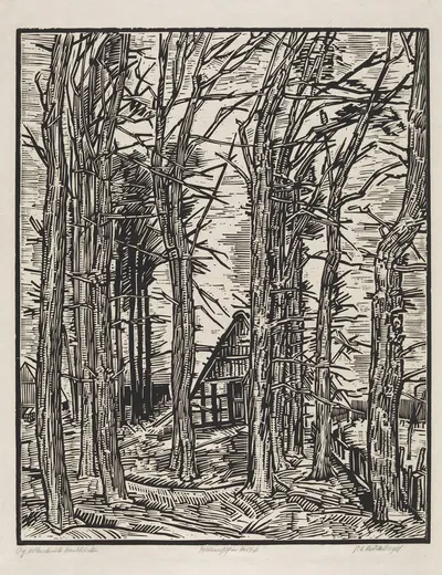 Деревенский двор осенью by Петер Август Бёкстигель, 1919 — digital art print download
