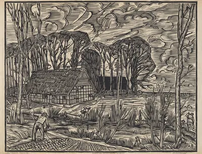 Вестфальское крестьянское подворье осенью by Петер Август Бёкстигель, 1919 — digital art print download