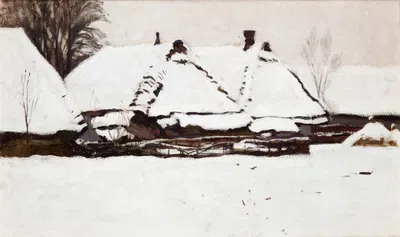 Зимний сельский пейзаж by Станислав Чайковский, 1908 — digital art print download