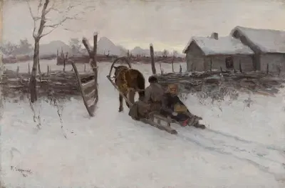 Двор с санями by Тите-Яковлевич Дворников, 1900 — digital art print download