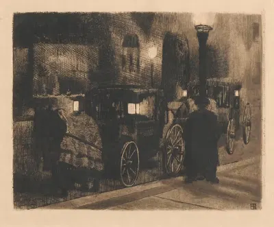Droschkenhalteplatz by Walter Bud, 1909 — digital art print download