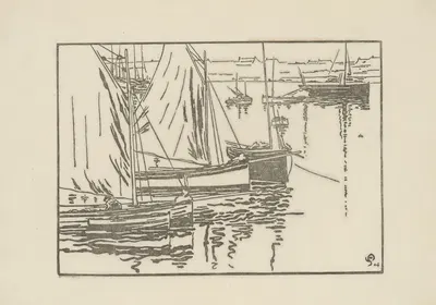 Roscoff, Les voiles rouges by Amédée Joyau, 1904 — digital art print download