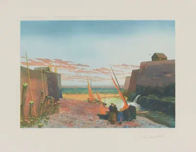 Старые причалы Трепорта by Шарль-Луи Удар, 1898 — digital art print download