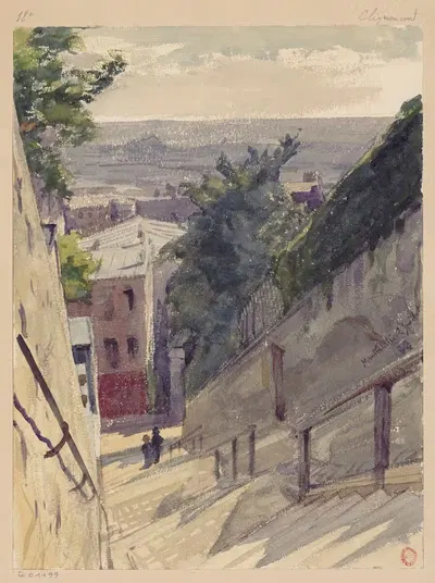 Escalier de la rue du Calvaire – 18è Clignancourt by Léon-Auguste Ottin, 1882 — digital art print download