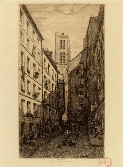 Rue Grenier sur l'eau à Paris by Alfred Alexandre Delauney, 1866 — digital art print download