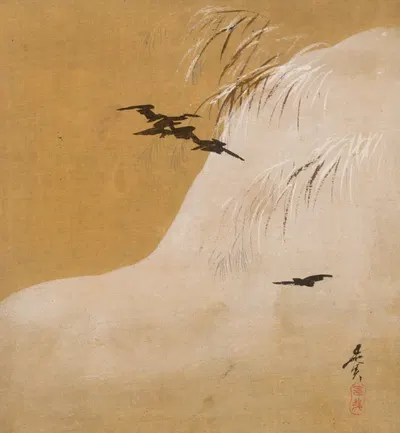 Birds in Snow by Shibata Zeshin, 1847 — digital art print download