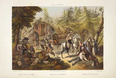 Почтовая карета под атакой by К. Кастро, 1869 — digital art print download