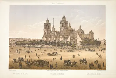 Cathedral of Mexico. by C. Castro, 1869 — digital art print download
