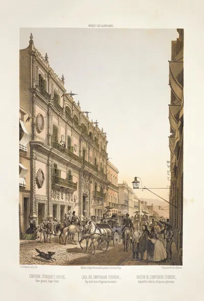 Emperor Iturbide's house, now general stages hotel. by C. Castro, 1869 — digital art print download