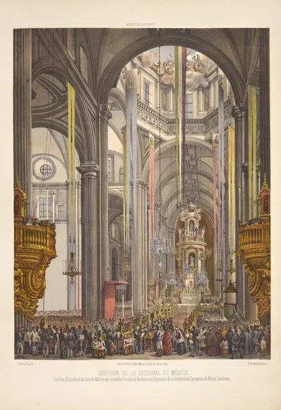 Interior de la Catedral de México. En el dia 26 de Abril del año de 1855 en que se celebró en ella la Declaracion Dógmatica…