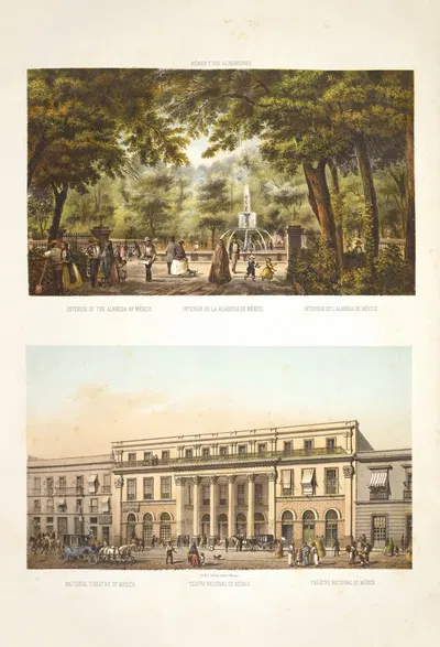 Interior of the Alameda of Mexico ; National Theatre of Mexico. by C. Castro, 1869 — digital art print download