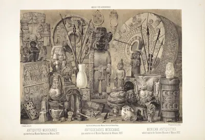 Mexican antiquities, which exist in the National Museum of México, 1857 by C. Castro, 1869 — digital art print download