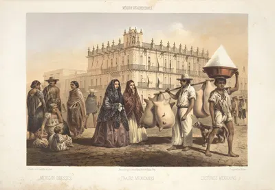 Mexican dresses by C. Castro, 1869 — digital art print download