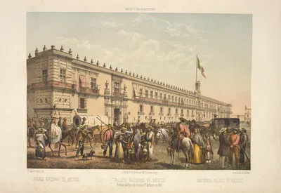 National Palace of Mexico. by C. Castro, 1869 — digital art print download