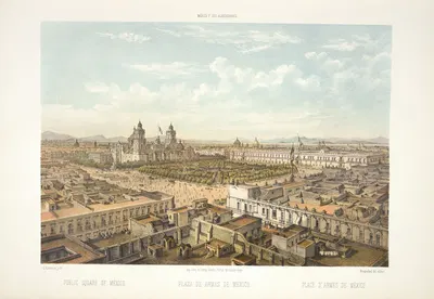 Public square of Mexico. by C. Castro, 1869 — digital art print download