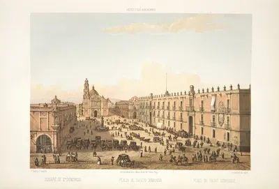 Square of Santo Domingo by C. Castro, 1869 — digital art print download