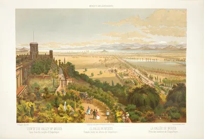 View of the Valley of Mexico, taken from the heights of Chapultepec. by C. Castro, 1869 — digital art print download