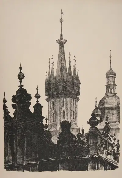 Вершины Сукенниц и башни костела Марьянского by Ян Канты Гумовский, 1925-1926 — digital art print download