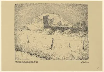 Берген; руины фермы сзади и бункер, на Зеленом пути, Бергермер by Дирк Вис, 1946 — digital art print download
