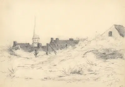 Gezicht op het dorp vanuit de duinen by Hobbe Smith, 1893 — digital art print download