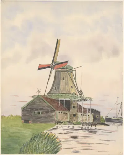 molen; olimolen De Vrijheid aan de Noorddijk, gesloopt 1896 by Johannes Nicolaas Eijman, 1930-1940 — digital art print…