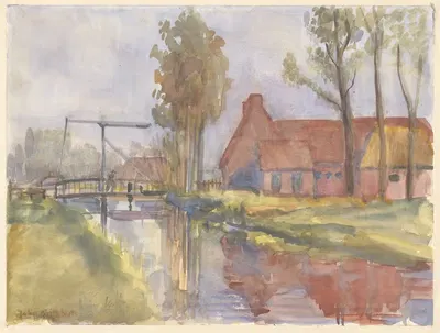 Huis aan de Drecht, een ophaalbrug by Julia Giesberts — digital art print download