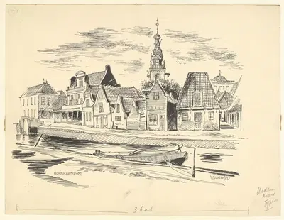 Вид на улицу в Монникендаме с фоновым Спелторном by Маартен Оортвайн, 1950-1970 — digital art print download