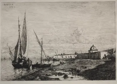 Порт в Сан-Ремо by Адольф Аппиан, 1878 — digital art print download