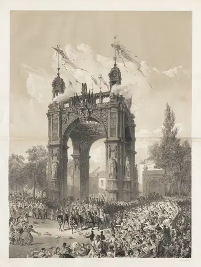 Прием короля у ворот Лаекен by Жюль Хельбиг, 1856 — digital art print download