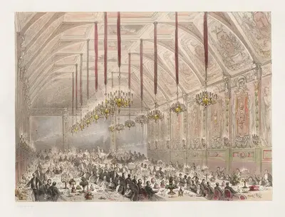 Интерьер зала банкета, предложенного королю by Жюль Хельбиг, 1856 — digital art print download