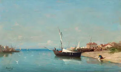 Берег моря by Адольф Аппиан — digital art print download