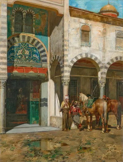 A rest outside of the Mosque by Alberto Pasini — digital art print download