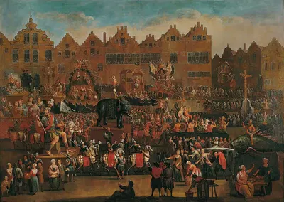 De oude ommegang op de Meir by Alexander Casteels II, 1680 — digital art print download
