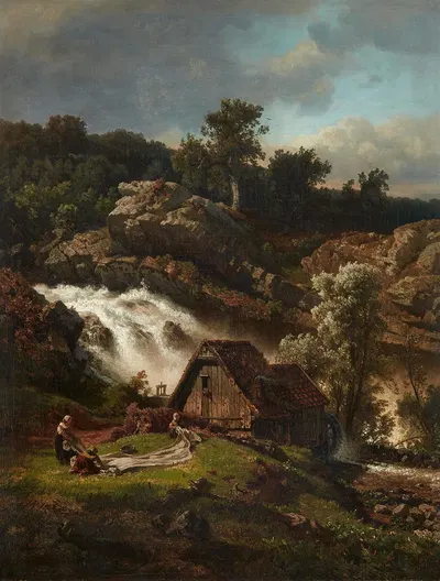 Norwegische Wassermühle by Andreas Achenbach, 1878 — digital art print download