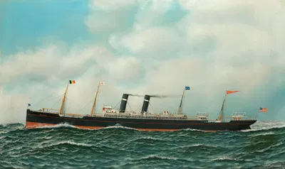 Пароход с парусным приводом 'Кронланд' by Антонио Якобсен, 1905 — digital art print download