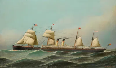 Пароход с парусной силой 'Уэстернленд' by Антонио Якобсен, 1887 — digital art print download