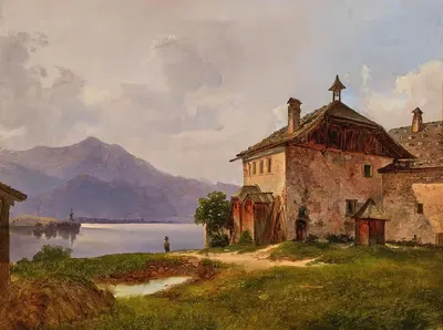 The Schobergut near Lake Wolfgangsee by Carl Franz Emanuel Haunold — digital art print download