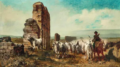 Скоты в римской Кампании by Карл Рудольф Хубер, 1872 — digital art print download