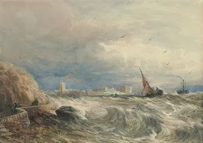 View of Beaumaris, Anglesey, Wales by David Cox, 1847 — digital art print download