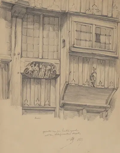 Часть деревянного фасада с улицы Столярей by Эдвард Дюжарден, 1837 — digital art print download