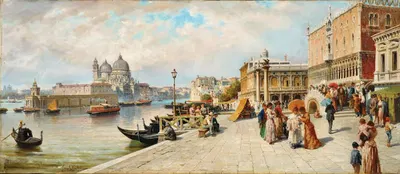 Venice, a View of the Riva degli Schiavoni with the Doge’s Palace, the Piazzetta and Santa Maria della Salute in the…