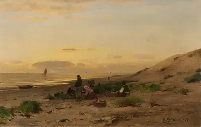 Рыбак на пляже by Эжен Густав Дюккер, 1878 — digital art print download