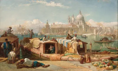 Курильщики на лодках у края пьяццетты by Фредерик Гудолл — digital art print download