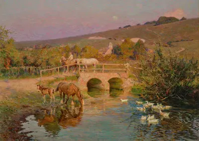 The sun's last lingering rays by Frederick Hall — digital art print download