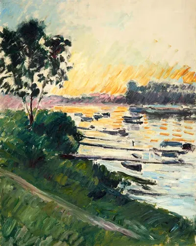 Берег Сены, эффект заката by Гюстав Каййботт, 1891 — digital art print download