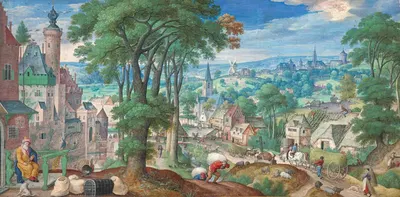 Пейзаж с притчей о богатом человеке by Ханс Бол, 1585 — digital art print download