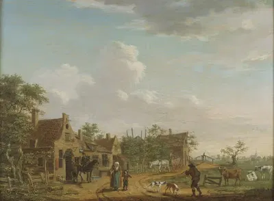 Landschap met herberg by Isaac Ouwater, 1778 — digital art print download